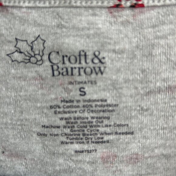 Croft & Barrow Gray Red Cardinal Bird Pajamas Set Size Small Cozy Loungewear - Picture 5 of 8